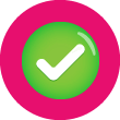 icon of a check mark in a green circle on a pink background