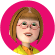 Icon of a Little Bridge character on a pink circle background